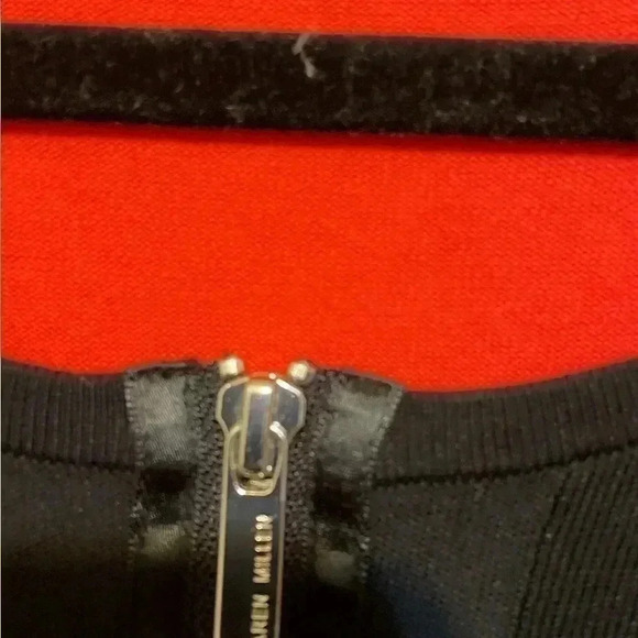 Karen Millen bodycon front zip long sleeve black and red body con mini dress 2 - Picture 4 of 5